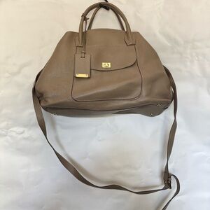 Iacucci // light grey pebbled leather tote purse with shoulder strap